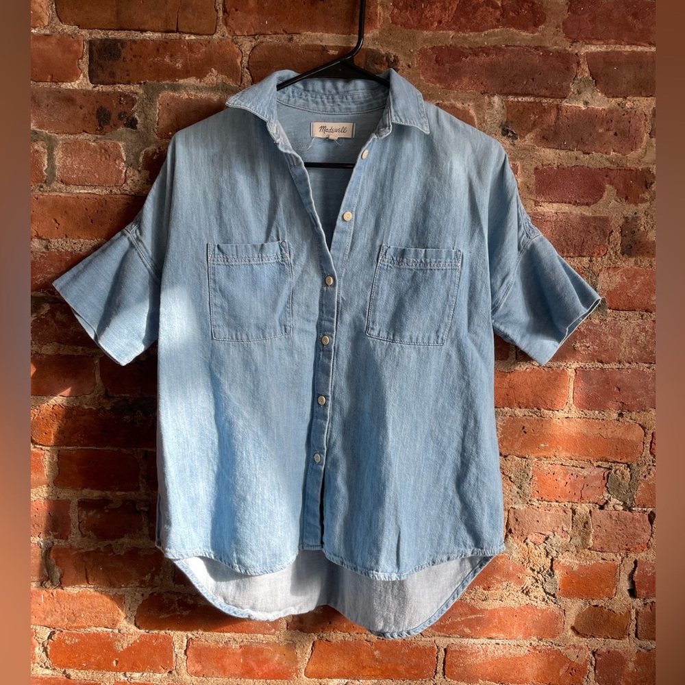 Madewell Chambray Oversized Pocket Shirt XXS